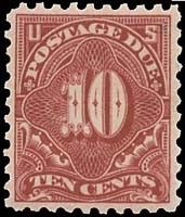 Postage Due - Number 10 - Carmine Lake United States Postage Stamp | Postage Due - Second Release