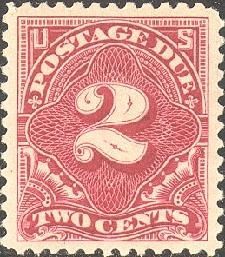 Postage Due - Number 2 - Carmine Rose United States Postage Stamp | Postage Due - Second Release
