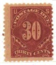 Postage Due - Number 30 - Carmine Rose United States Postage Stamp | Postage Due - Second Release