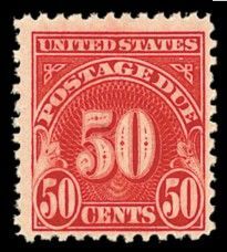 Postage Due - Number 50 - Carmine United States Postage Stamp | Postage Due - Third Release