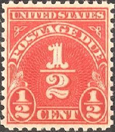Postage Due - Number 1/2 - Dull Carmine - Rotary Press United States Postage Stamp | Postage Due - Third Release