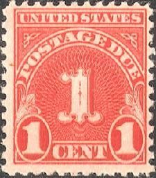 Postage Due - Number 1 - Dull Carmine - Rotary Press United States Postage Stamp | Postage Due - Third Release