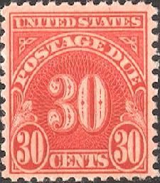 Postage Due - Number 30 - Dull Carmine - Rotary Press United States Postage Stamp | Postage Due - Third Release