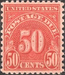 Postage Due - Number 50 - Dull Carmine - Rotary Press United States Postage Stamp | Postage Due - Third Release