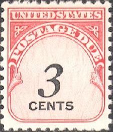 Postage Due - Number 3 United States Postage Stamp | Postage Due - Fourth Release