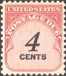 Postage Due - Number 4 United States Postage Stamp | Postage Due - Fourth Release