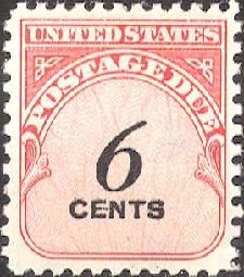 Postage Due - Number 6 United States Postage Stamp | Postage Due - Fourth Release