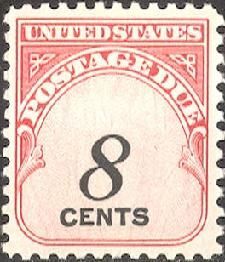 Postage Due - Number 8 United States Postage Stamp | Postage Due - Fourth Release