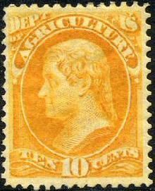 Thomas Jefferson - Yellow United States Postage Stamp | Agriculture Department