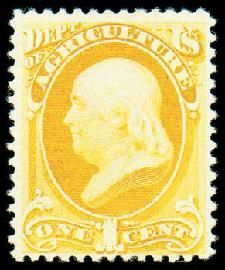 Benjamin Franklin - Yellow - Soft Paper United States Postage Stamp | Agriculture Department