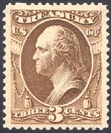 George Washington - Brown - Soft Paper United States Postage Stamp | Treasury Department