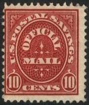 Official Mail - Number 10 - Red United States Postage Stamp