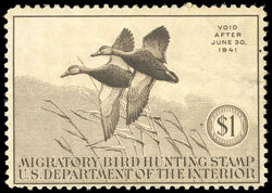 Black Mallards - Black - Void After June 30, 1942 United States Postage Stamp | Migratory Bird Hunting - Duck Stamp - Department of Agriculture