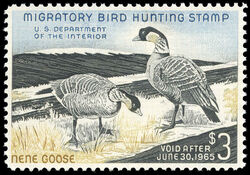 Nene Geese - Void After June 30, 1965 United States Postage Stamp | Migratory Bird Hunting - Duck Stamp - Department of Agriculture