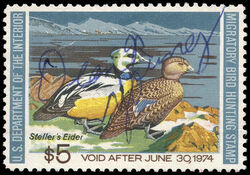 Steller's Eider - Void After June 30, 1974 United States Postage Stamp | Migratory Bird Hunting - Duck Stamp - Department of Agriculture