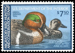 Green-Winged Teal - Void After June 30, 1980 United States Postage Stamp | Migratory Bird Hunting - Duck Stamp - Department of Agriculture