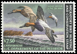 Canvasbacks - Void After June 30, 1983 United States Postage Stamp | Migratory Bird Hunting - Duck Stamp - Department of Agriculture