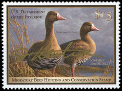 White-Fronted Geese - Void After June 30, 2012 United States Postage Stamp | Migratory Bird Hunting - Duck Stamp - Department of Agriculture