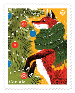 Playful Fox Canada Postage Stamp | Tinsel Tales - Christmas Holiday 2025