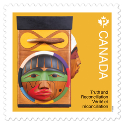 Side Panel of Bentwood Box - Yellow Background Canada Postage Stamp | Truth and Reconciliation - 2025 - Bentwood Box