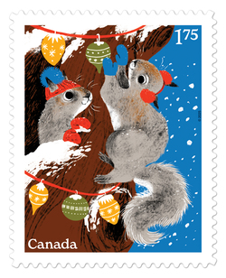 Squirrel Twins Canada Postage Stamp | Tinsel Tales - Christmas Holiday 2025