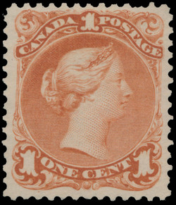 Queen Victoria - Large Queen - Yellow Orange Canada Postage Stamp