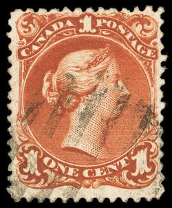 Queen Victoria - Large Queen - Brown Red - Laid Paper Canada Postage Stamp