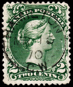 Queen Victoria - Large Queen - Green - Laid Paper Canada Postage Stamp