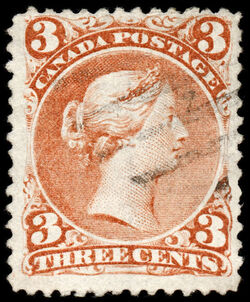 Queen Victoria - Large Queen - Red - Laid Paper Canada Postage Stamp
