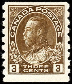King George V - Brown - Horizontal Imperforate - Wet Printing Canada Postage Stamp