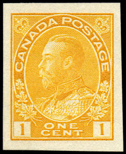 King George V - Yellow - Imperforate Canada Postage Stamp