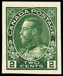 King George V - Green - Imperforate Canada Postage Stamp