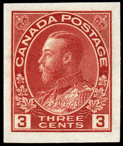 King George V - Carmine - Imperforate - Die I Canada Postage Stamp