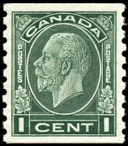 King George V - Dark Green - Horizontal Imperforate Canada Postage Stamp