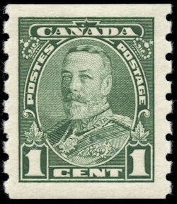 King George V - Green - Horizontal Imperforate Canada Postage Stamp