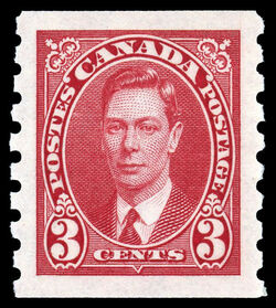 King George VI - Carmine - Horizontal Imperforate Canada Postage Stamp