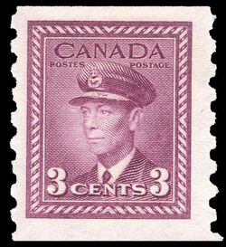 King George VI - Rose Violet - Horizontal Imperforate - Perf 12 Canada Postage Stamp