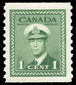 King George VI - Green - Horizontal Imperforate - Perf 9.5 Canada Postage Stamp