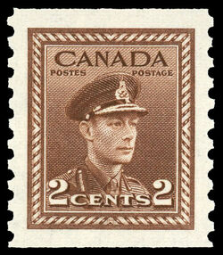 King George VI - Brown - Horizontal Imperforate - Perf 9.5 Canada Postage Stamp