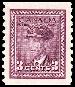 King George VI - Rose Violet - Horizontal Imperforate - Perf 9.5 Canada Postage Stamp