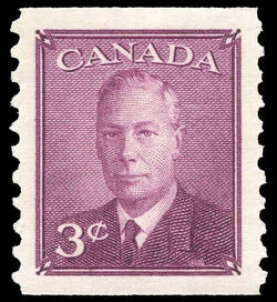 King George VI - Rose Violet - Horizontal Imperforate - Without POSTES-POSTAGE Canada Postage Stamp