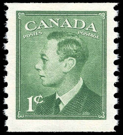 King George VI - Green - Horizontal Imperforate Canada Postage Stamp