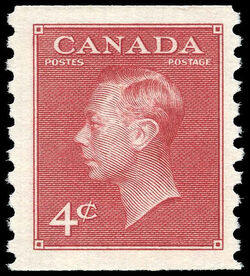 King George VI - Dark Carmine - Horizontal Imperforate Canada Postage Stamp