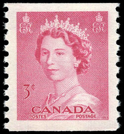 Queen Elizabeth II - Carmine Rose - Horizontal Imperforate Canada Postage Stamp