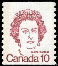 Queen Elizabeth II - Red - Horizontal Imperforate - DF Canada Postage Stamp | Caricature Definitives