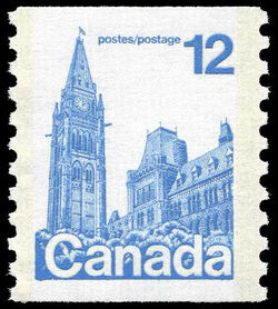 Parliament Buildings - Blue - Horizontal Imperforate - LF Canada Postage Stamp | Parliament Buildings