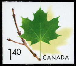 Green Maple Leaf - Imperforate Canada Postage Stamp