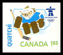 Quatchi - Rounded Tips Canada Postage Stamp | Vancouver 2010 Winter Games Mascots and Emblems