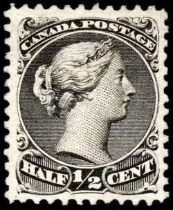 Queen Victoria - Large Queen - Black - Perf 11.5 X 12 Canada Postage Stamp