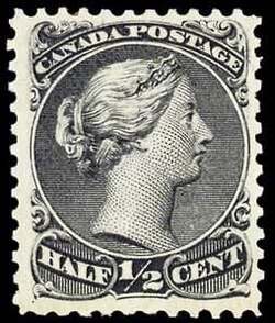 Queen Victoria - Large Queen - Black - H Spur Canada Postage Stamp